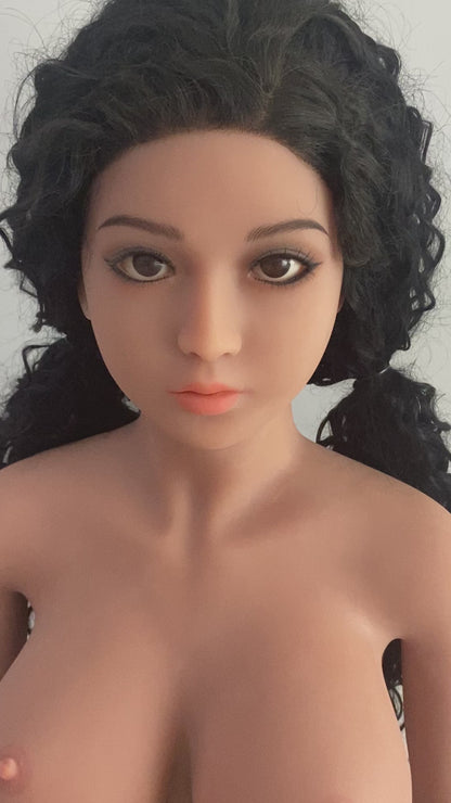 Poupées sexuelles féminines de 140 cm pour hommes, gros seins, brun clair, TPE, yeux noirs, cheveux noirs courts et cheveux blonds longs 